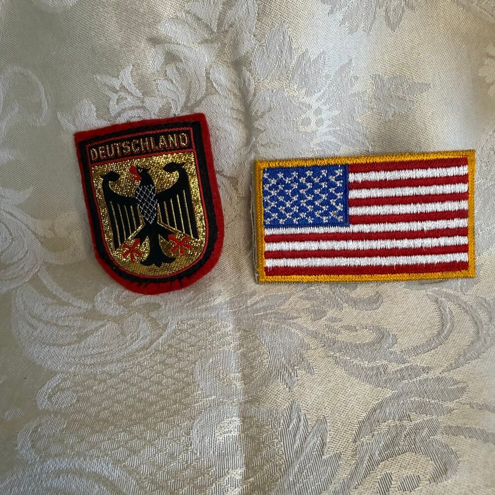 Vintage 1960s Germany Eagle & USA Flag Patch Set Unused Military